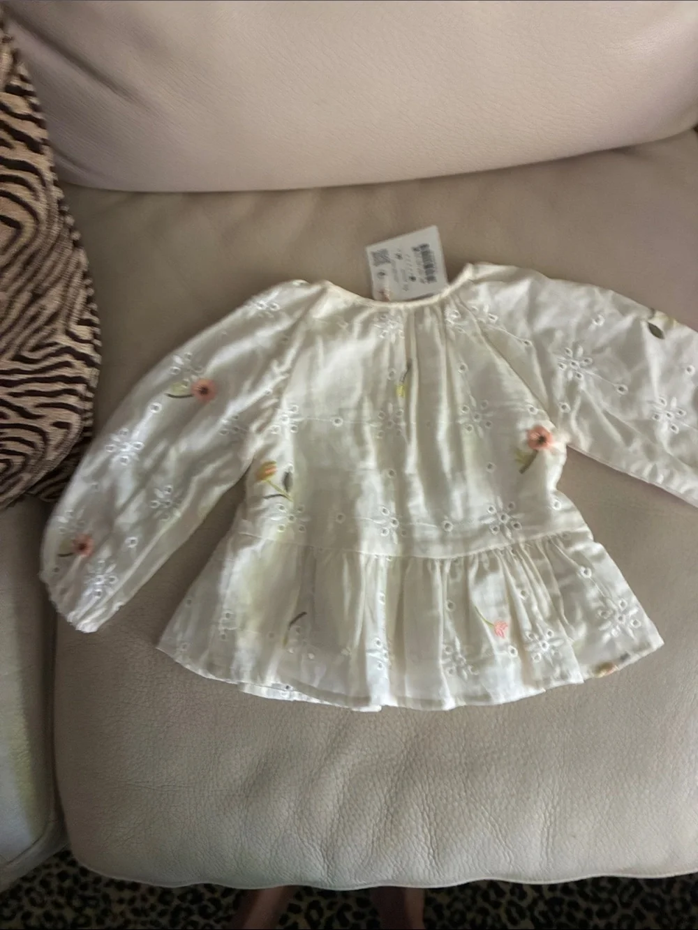 Zara Cotton Eyelet Floral Peplum Top /dress. 3 piece outfit